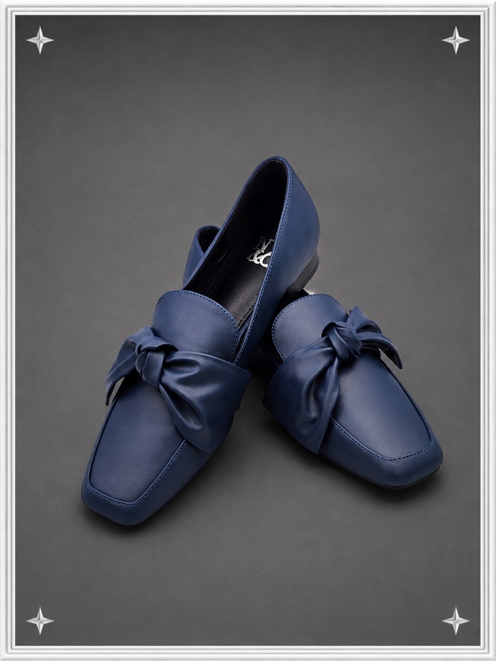 Navy Blue Bow Loafer Flats | Women's 9